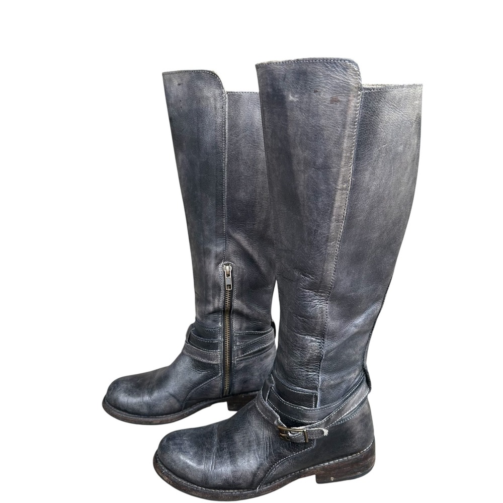 Bed Stu Boots Shoe Cobbler Series Leather Moto Distressed Black Grey Womens 6 - Picture 2 of 12